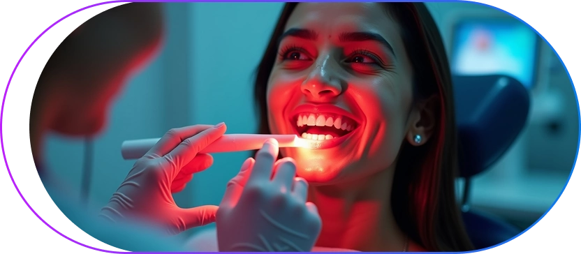 Patient receiving advanced laser dental treatment with modern laser technology