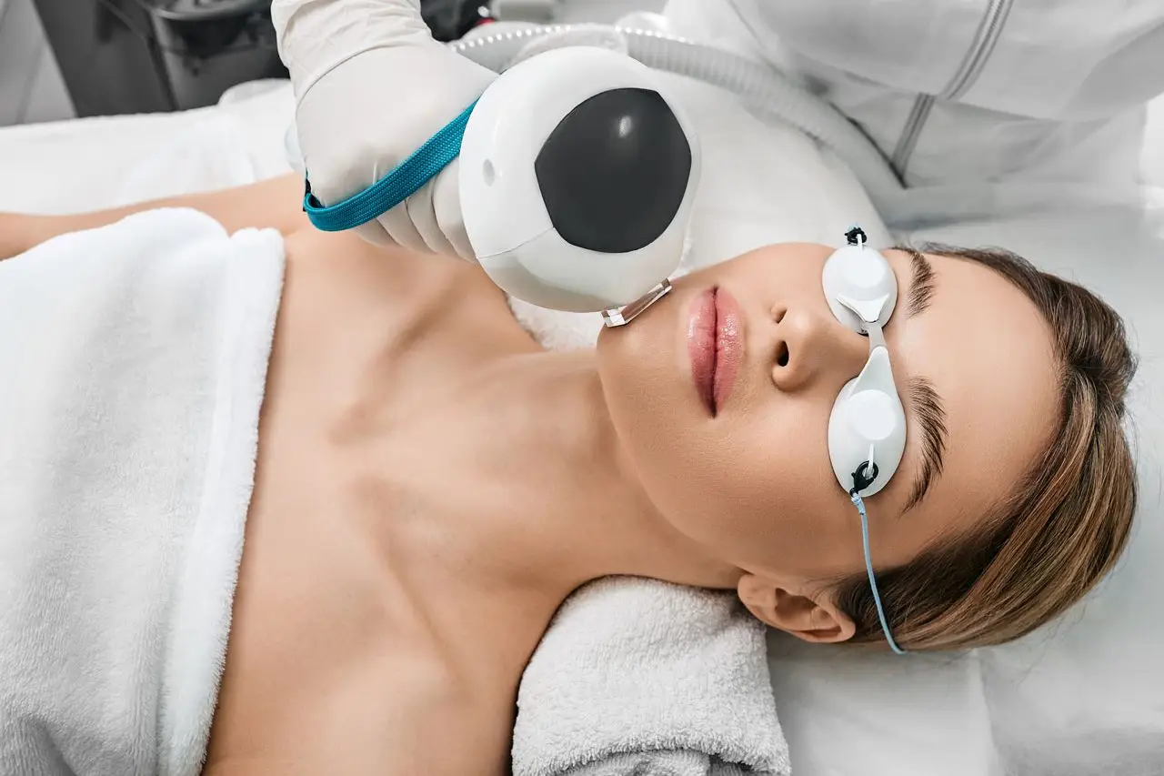 Patient receiving advanced laser eye treatment with modern medical equipment