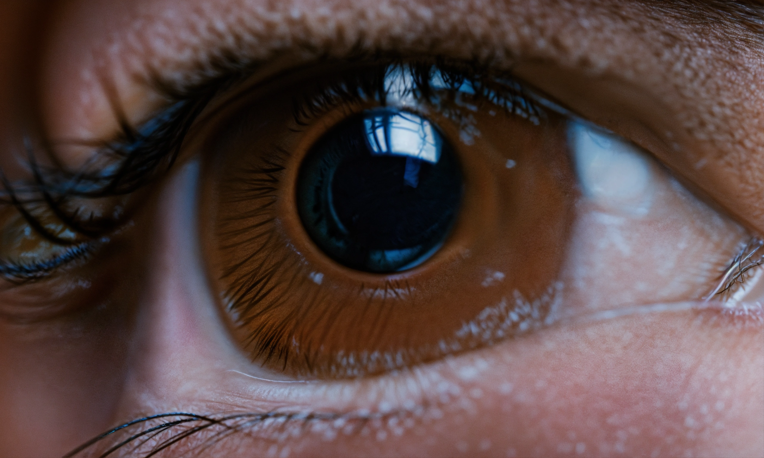 Close-up of a human eye showing detailed iris structure for contact lens fitting